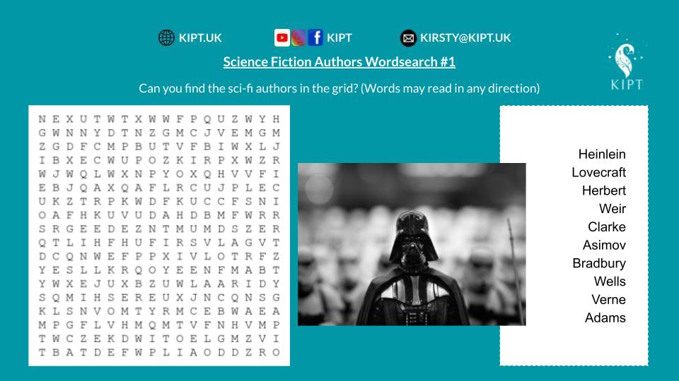 KIPT.UK - Sci-fi authors wordsearch #1