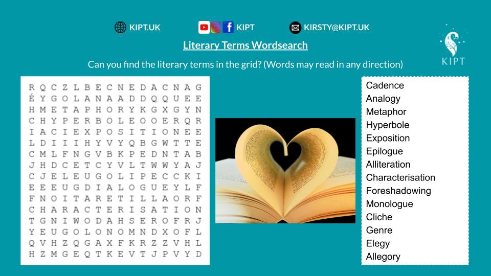 KIPT.UK - Literary Terms Wordsearch