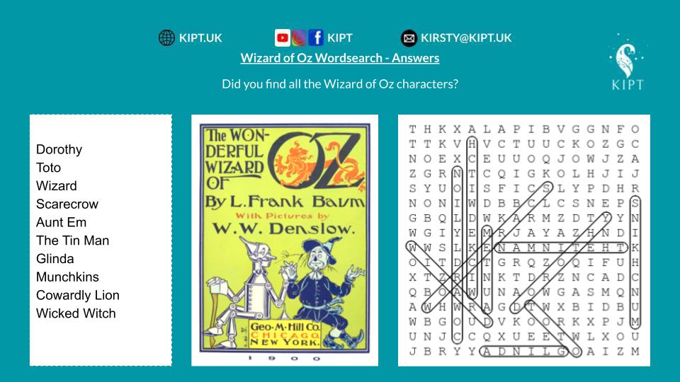 KIPT.UK - Wizard of Oz Wordsearch Answers