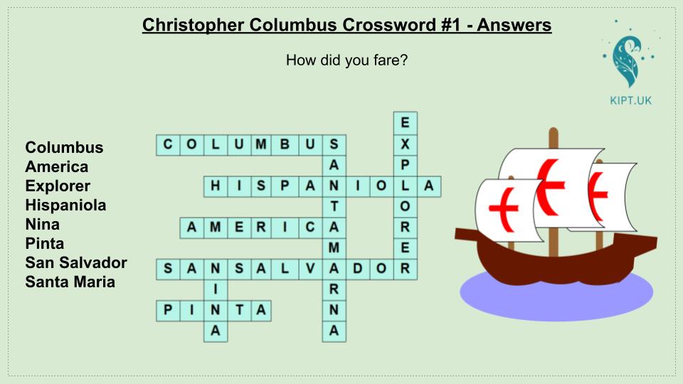 KIPT.UK: Colombus crossword #1 answers