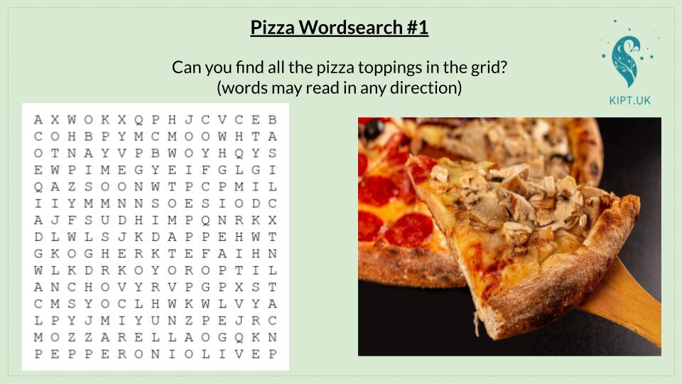 KIPT.UK: Pizza wordsearch #1