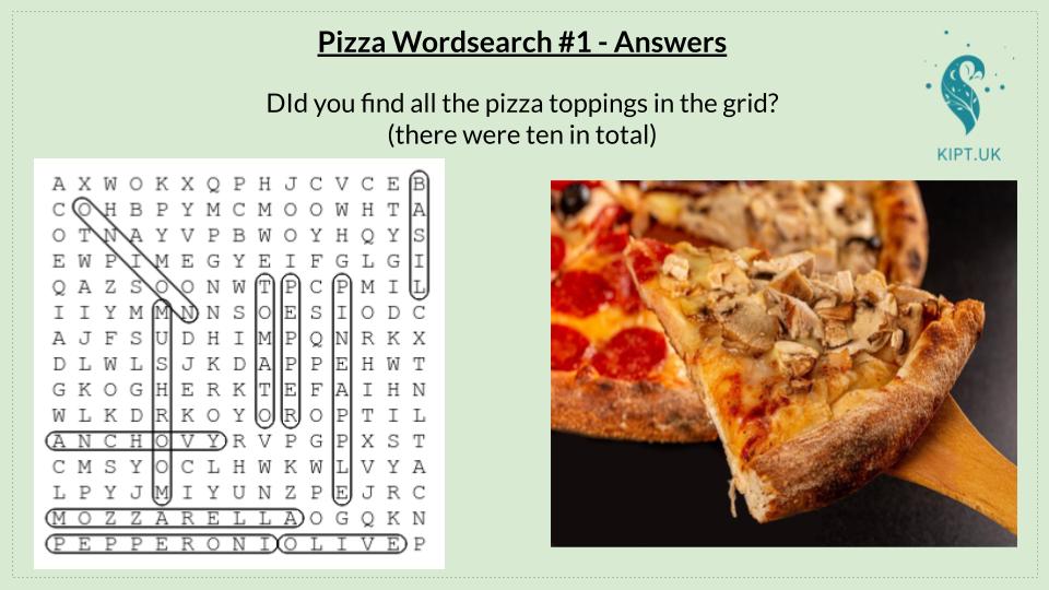KIPT.UK: Pizza wordsearch #1 answers