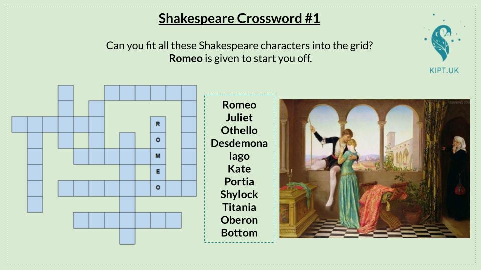 KIPT.UK: Shakespeare Crossword #1