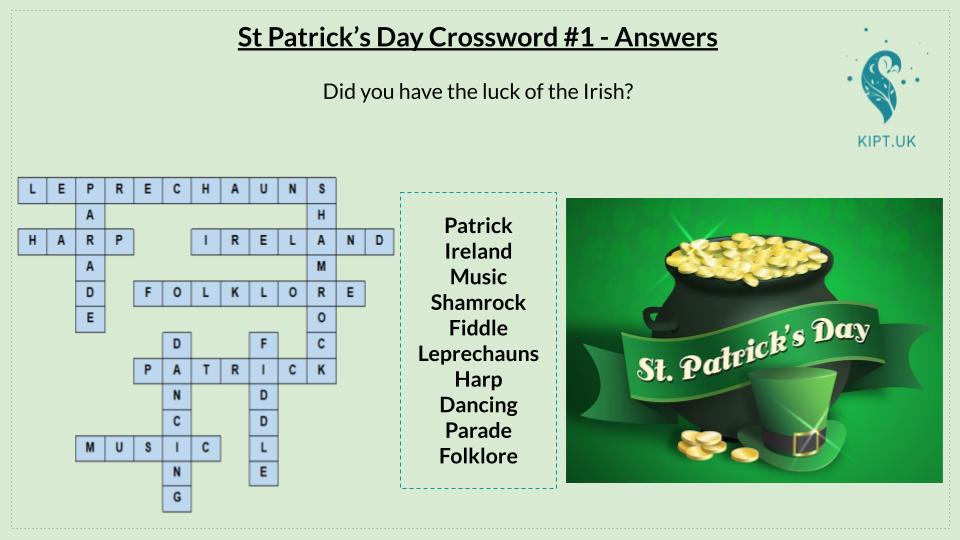 KIPT.UK: St Patrick's Crossword #1 answers